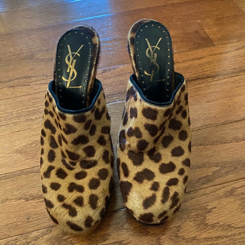 Yves Saint Laurent Leopard Clogs